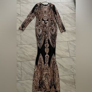 Sequins Rose Gold Maxi dress
